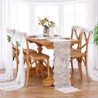 Lot de 6 chemins de table en dentelle blanche 30CMX300CM, chemin de table rustique avec broderie florale de roses pour la décoration de table de mariage ou de fête 4