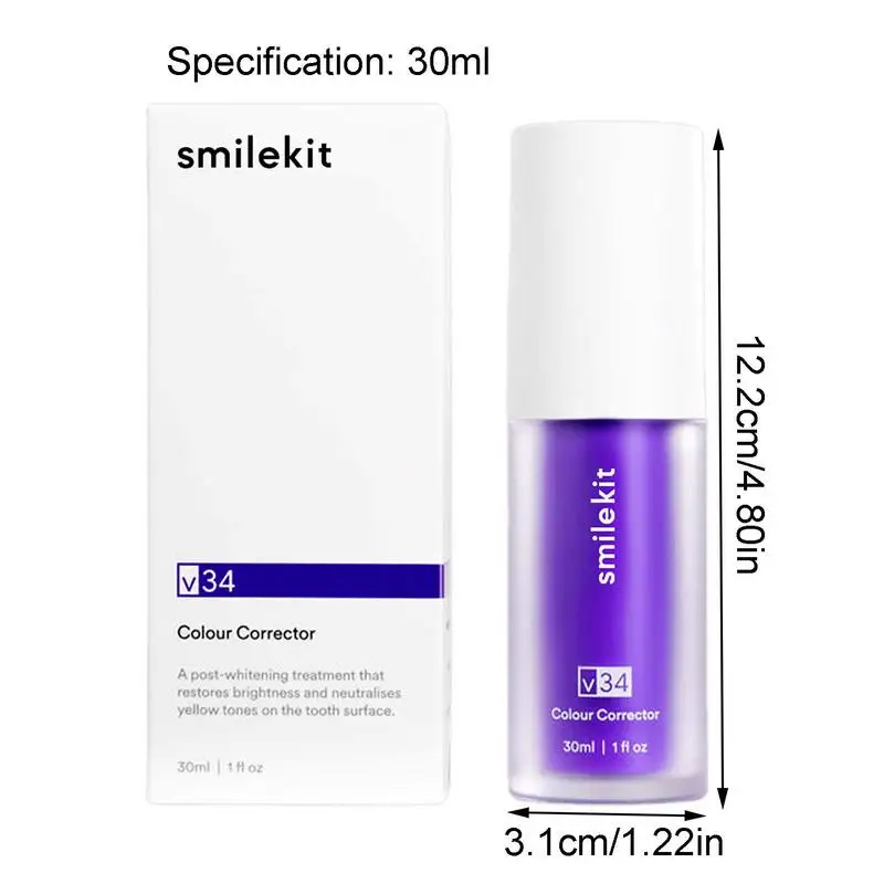 Update 30ml V34 Purple Whitening Toothpaste Remove Stains Reduce Yellowing Care For Teeth Gums Fresh Breath Brightening Teeth