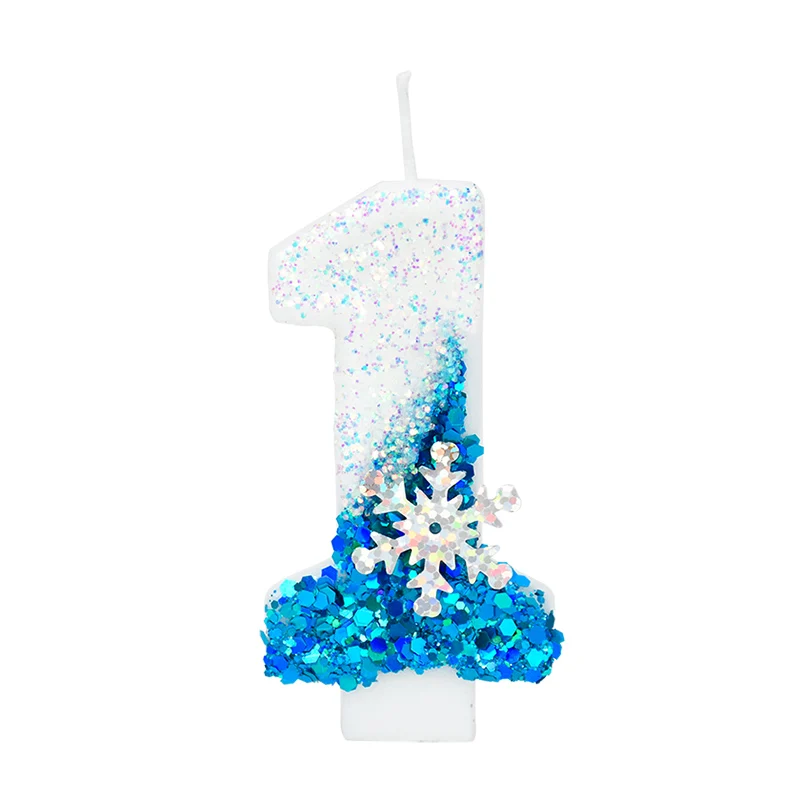 Candeline Compleanno Numeri 0-9, Fiocco di Neve Paillettes Bianco e Blu Candeline Torta per Bambini, Adulti, Compleanno, Matrimonio, Anniversario, Articoli per Feste (2