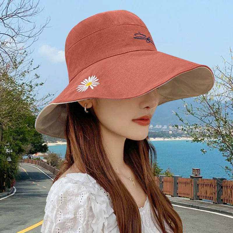 

Women Bucket Hat Panama 2023 Fashion Women Summer Hat Double-Sided Panama Sun Protection Fisherman Hats Sun Visor Cap