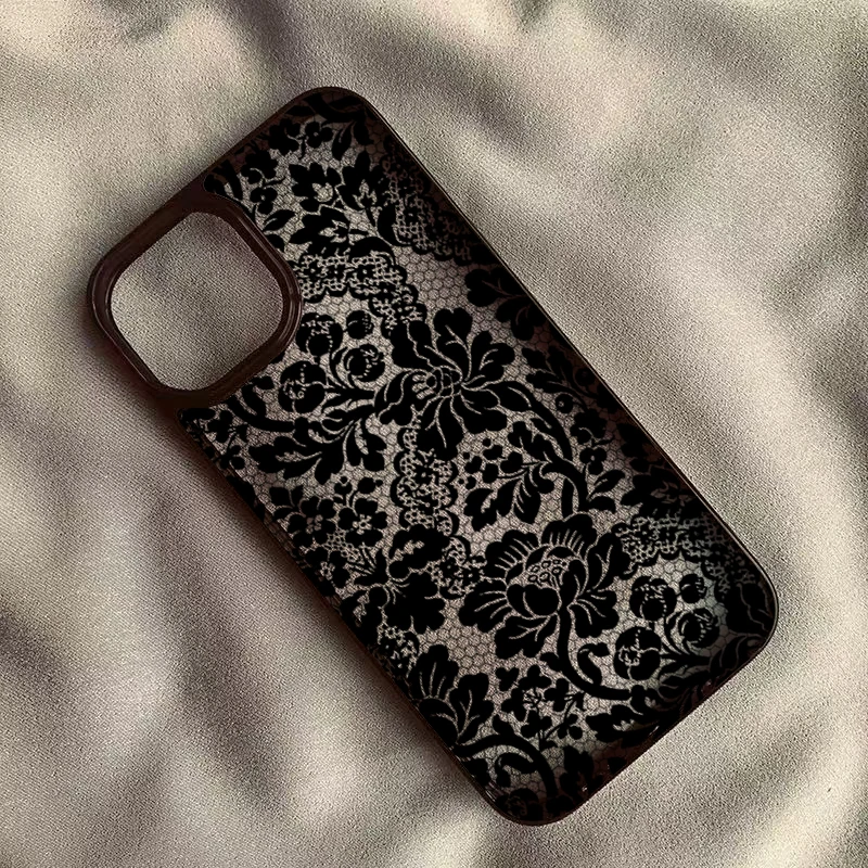 Vintage Floral Lace Clear Shockproof Phone Case