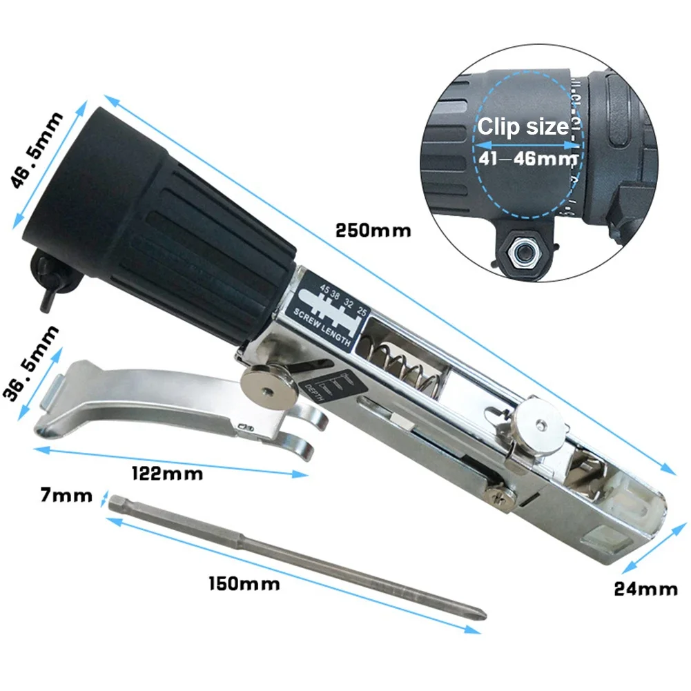 Automatic Screw Spike Chain Nail Gun Adapter Screw Gun for Electric Drill Woodworking Tool Cordless Power Drill Attachment