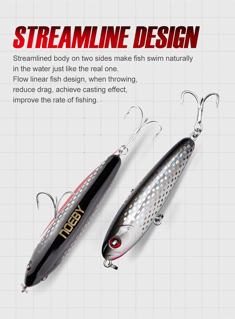 NOEBY Stickbait-Köder 75mm 28g Sinkender Pencil-Köder für Weite Würfe im Salzwasser, Harter Köder für Uferangeln – Detail 7