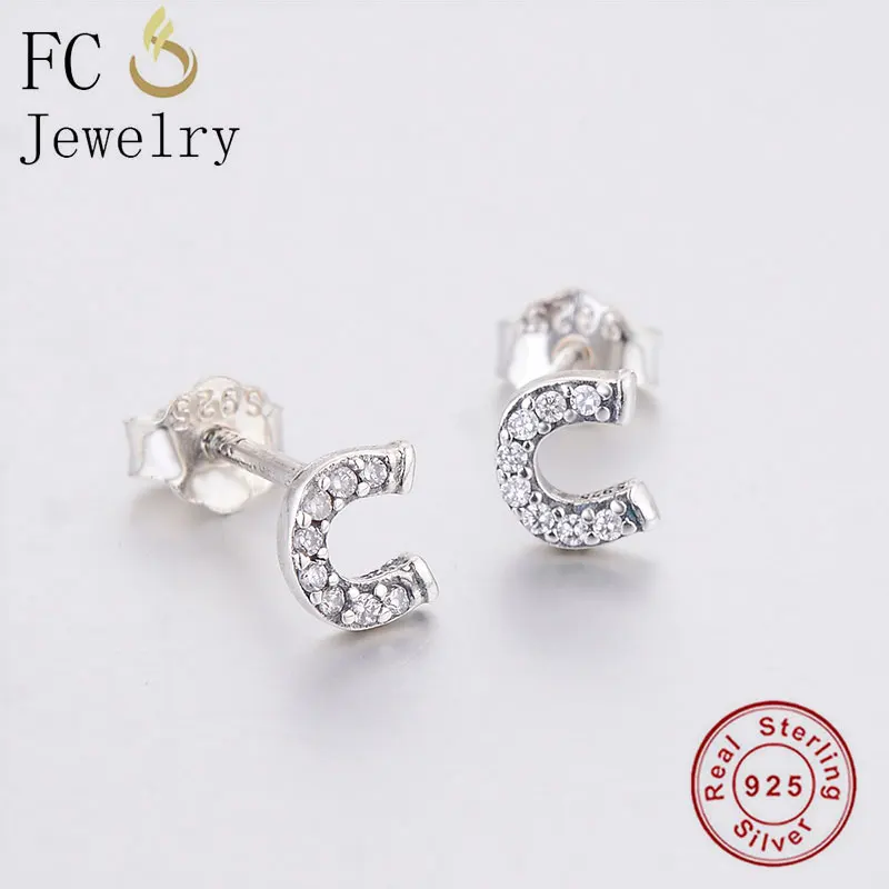 

FC Jewelry 100% 925 Silver Small Geometric U Shape Zirconia Stud Earring Ear Oorbellen Accessories For Women Kids Ohrringe 2020