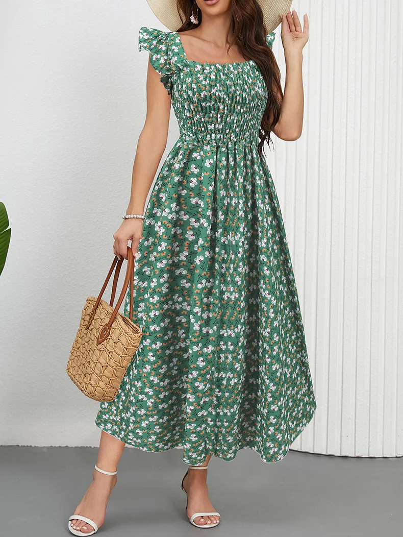 فستان فيجو كيسي 2025 نسائي متوسط الطول بطبعة زهور،...