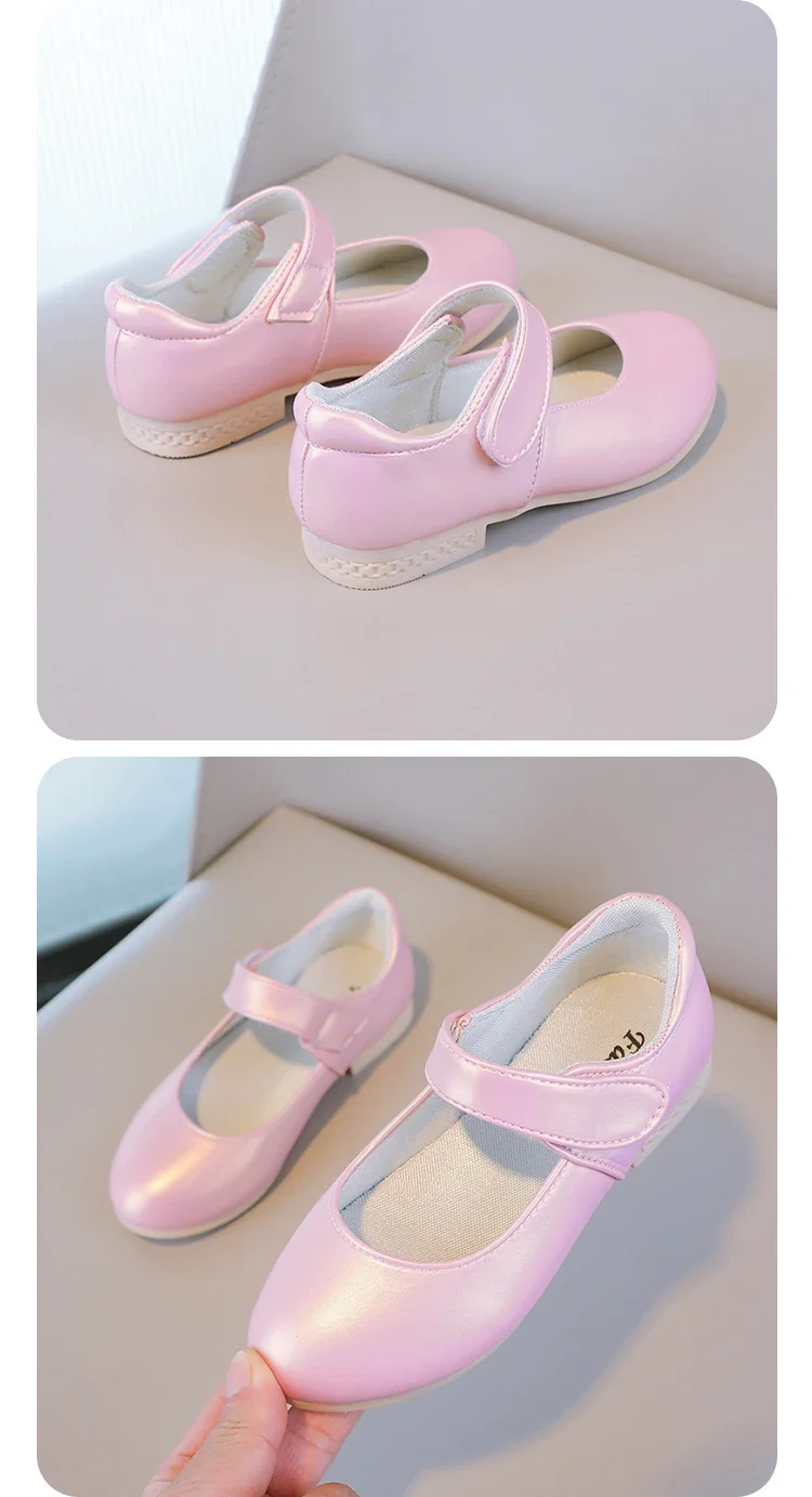Mädchen PU-Lederschuhe für Hochzeit, Party, modisch, Prinzessin, Kinder, Mary Janes, Kinder, flache Schuhe mit Klettverschluss, süß, klassisch, niedlich, weich, neu – Detail 3
