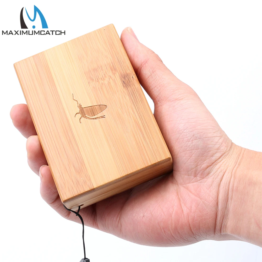 Maximumcatch Natural Wooden Bamboo Fly Box Magnet Compartment Double Side  Fly Fishing Tackle Box