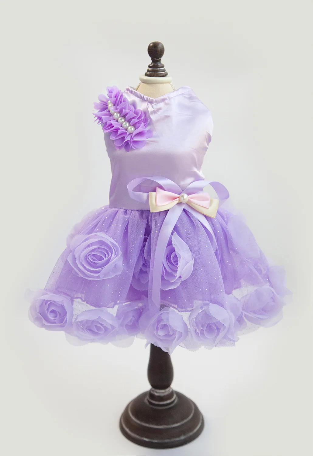 New Summer Pet Dress Dog Clothes Rose Princess Gown Thin Breathable Mesh Cat Kitten Wedding Party Formal Attire