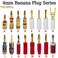 10/20Pcs Banana Connector Plug Jack Gold Plated Musical Sound Audio Speaker 4MM Banana Plugs For Audio Video Speaker Terminal 1