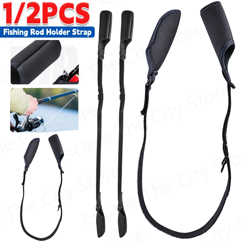 

1/2Pcs Fishing Rod Holder Strap Shockproof Elastic Wrap Band Protective Cover Fishing Rod Tip Adjustable Fishing Accessories