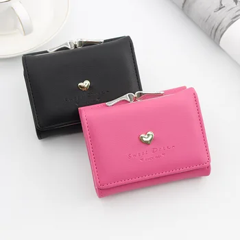 ⁦Small Women Wallet loving heart Short Women's Wallet Card Holder Girls Mini Woman Fashion Lady Coin Purse for Female Clutch Bag⁩ – תמונה ⁦3⁩