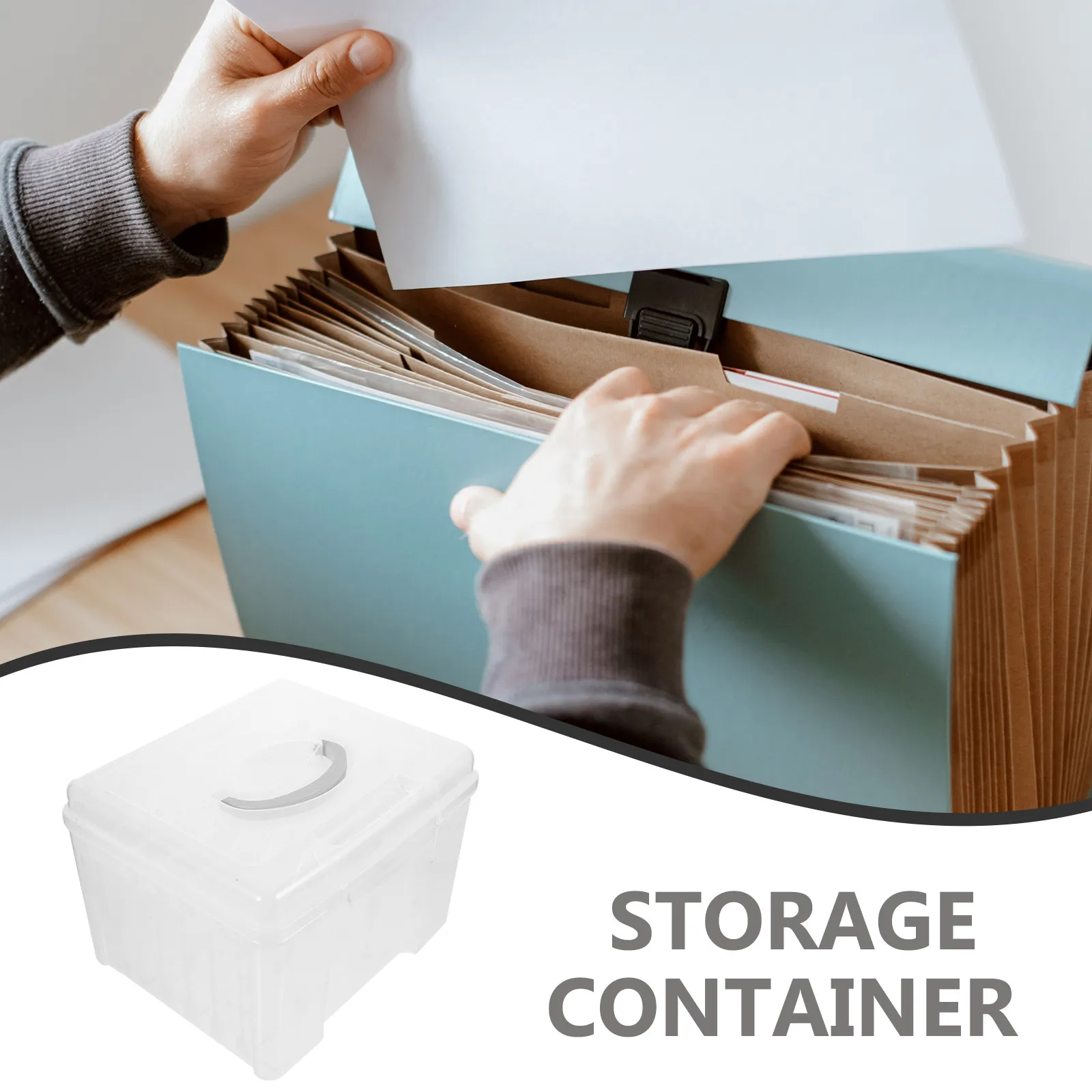 플라스틱 6칸 파일 폴더 정리함(손잡이 포함) 문서 보관함 사무실 및 가정용 휴대용 수납함