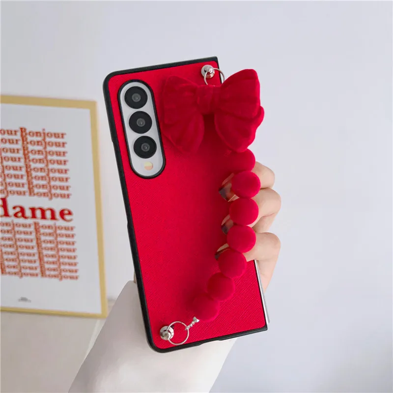 Z Fold 3 Custodia Fai Da Te Red Lucky Bow Bracciale Custodia In Pelle Per Samsung Galaxy Z Fold 5 Custodia Per Galaxy Z Fold 4 Cover Z Fold 3 2 1