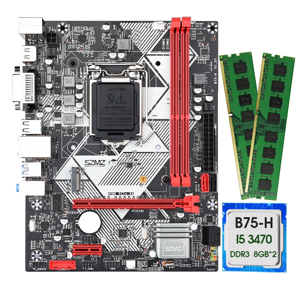 

ddr3 B75 chipset B75H desktop gaming motherboard Kit with i5 3470 cpu lga1155 socket motherboard