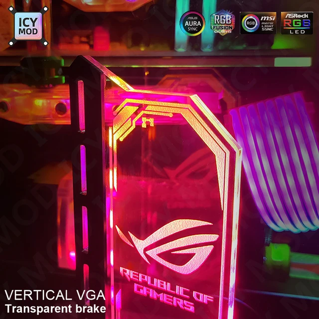 Supporto GPU verticale trasparente personalizza staffa VGA colorata supporto GPU personalizzabile fai da te 12V/5V AURA SYNC raffreddatore d'acqua PC MOD 2