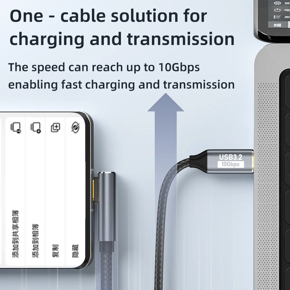 5A 100 واط USB C 3 Gen2 10Gbps كابل نوع C إلى C 4k...