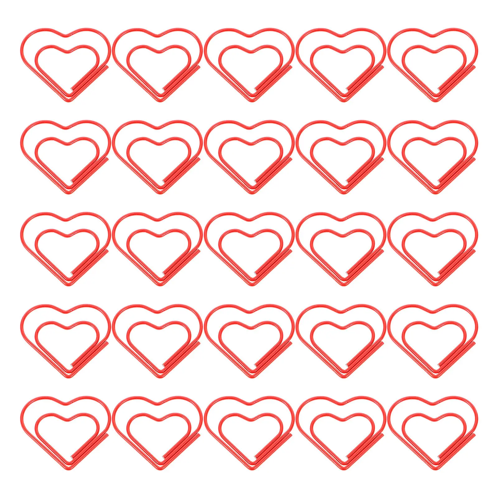 100Pcs 하트 종이 클립 사무실 학교용 빨간색 금속 논슬립 클립 홈 종이 파일 마킹 문구 액세서리