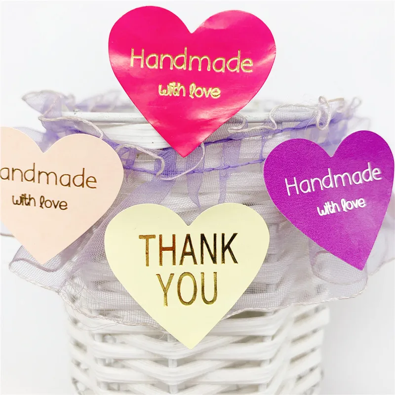 100pcs Colorful love bronzing thank you seal sticker Envelopes Stickers Gift Packaging Seals Sticker 15 selectionschrismas Decorative Stickers