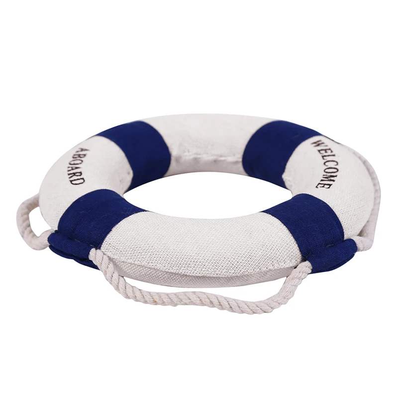 Mediterranean-Style Red and Blue Decorative Lifebuoy