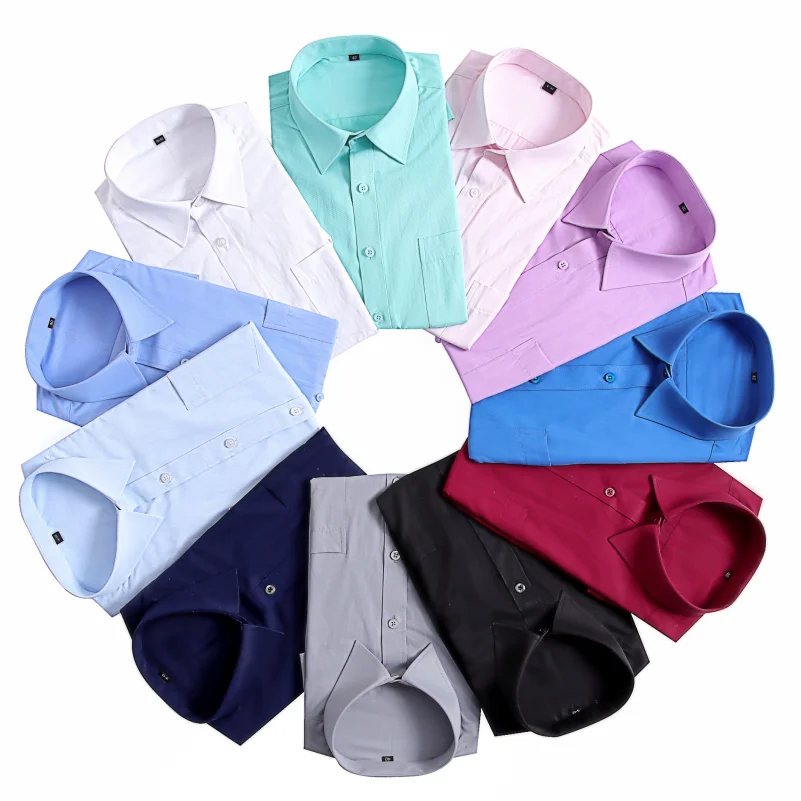 Fashion Solid Color Short Sleeve Business Shirt Brand Casual Men's Professional Shirt Print Embroidery Design S-7XL