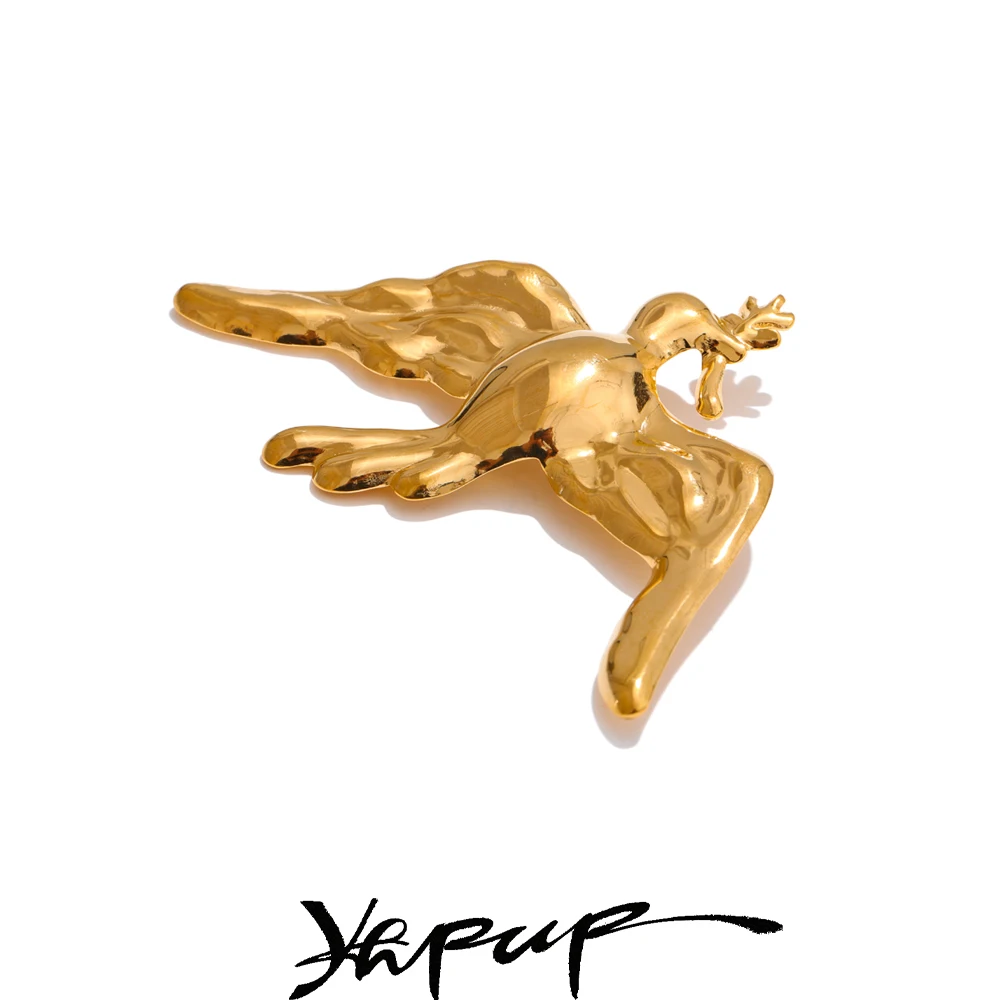 Yhpup Personalized Stainless Steel Bird Brooch Pin for Women Men