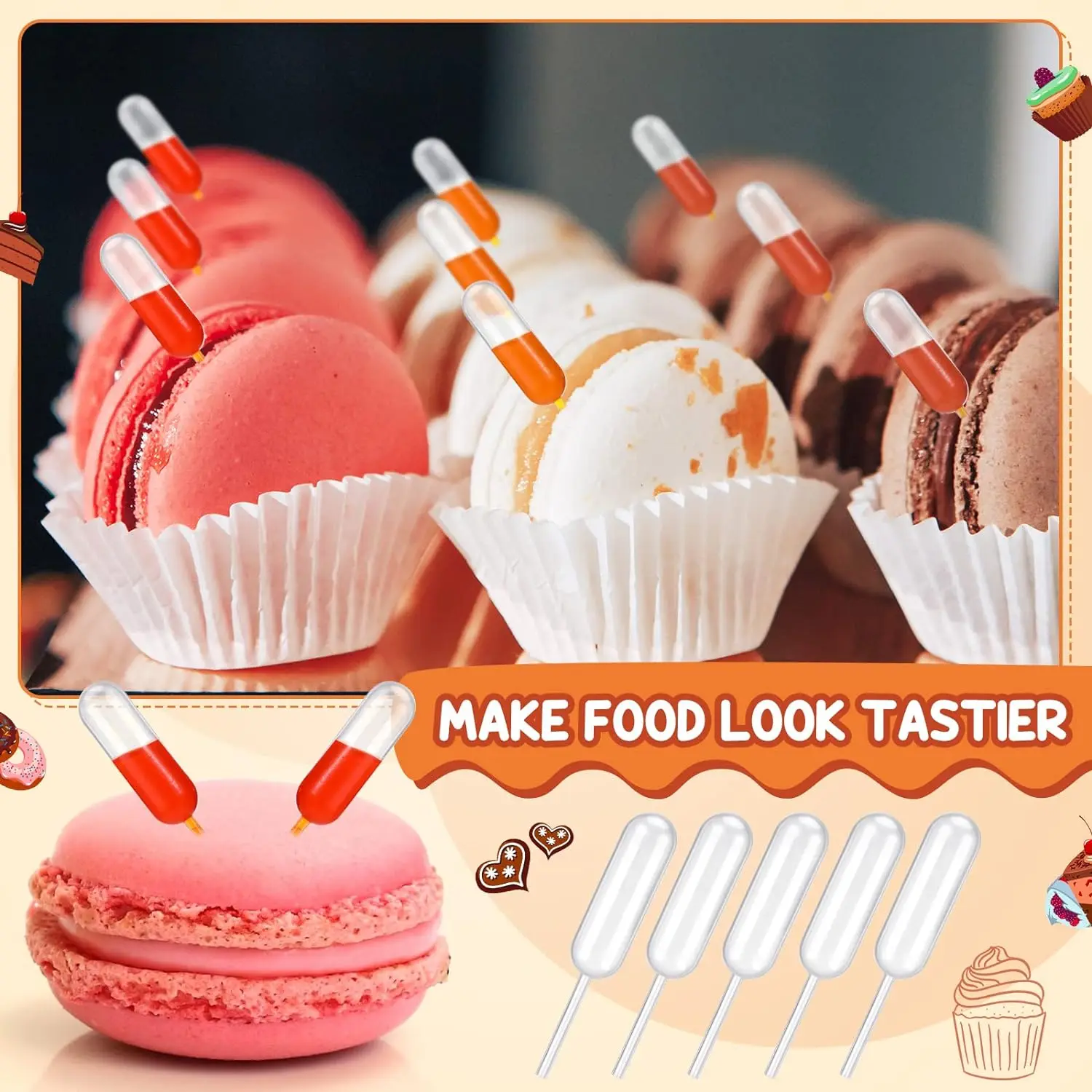 4ml Mini Dropper Disposable Jam Dropper for Cupcake Sauce Squeeze Transfer Pipette Tool Dessert Stuffed Cake Decor