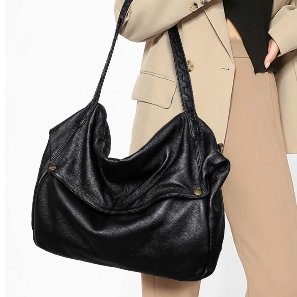 

Motingsome Retro Soft Genuine Leather Woman Bag Large Shoulder Handbag Oversized Handbag Crossbody Roomy Hobos Tote 2023 New