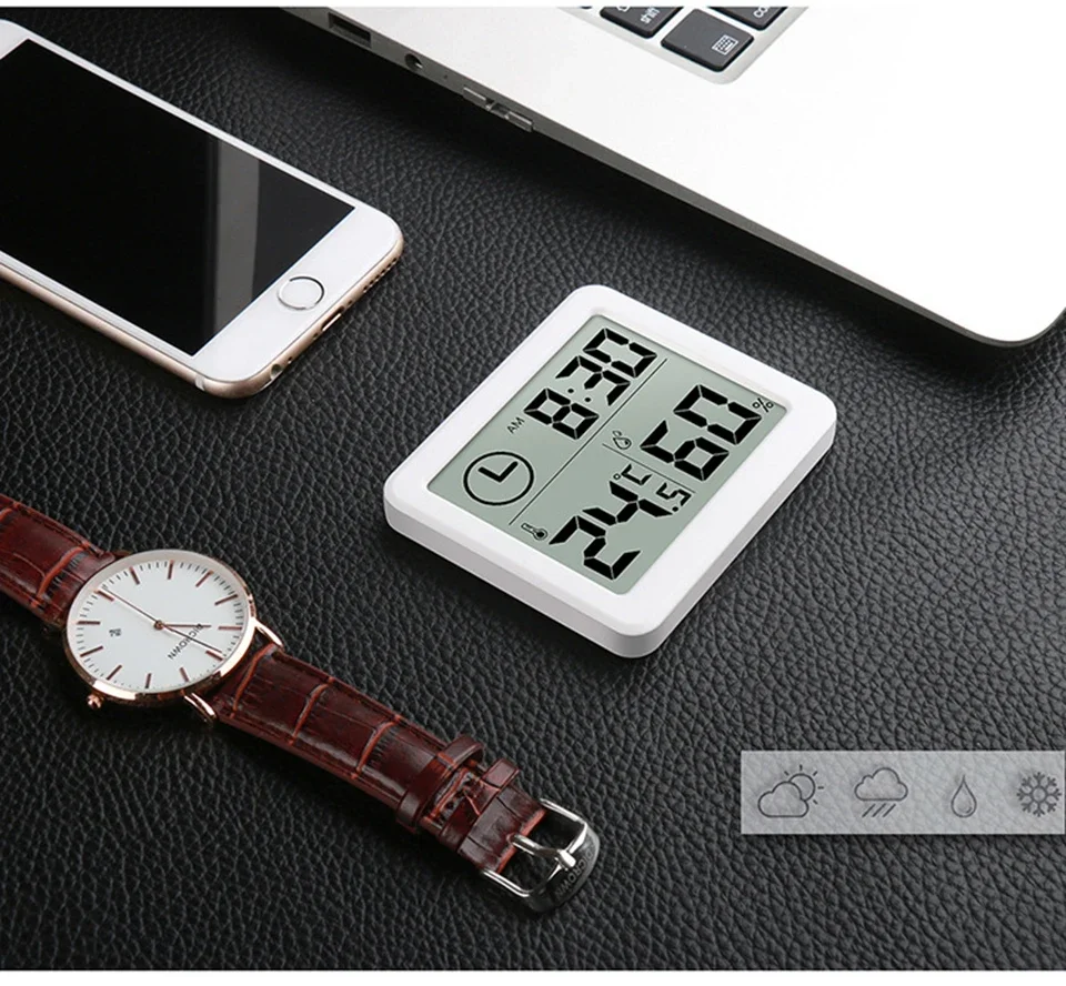 Enhanced Digital Wall Clock with Temperature and Humidity Display - Perfect for Home, Kitchen, and Office Decor