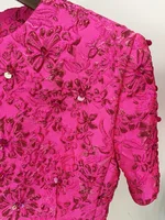 HIGH STREET Newest 2026 Designer Fashion Stylish Dress Women's Beaded Floral Jacquard Trimmed Dress - Image 3