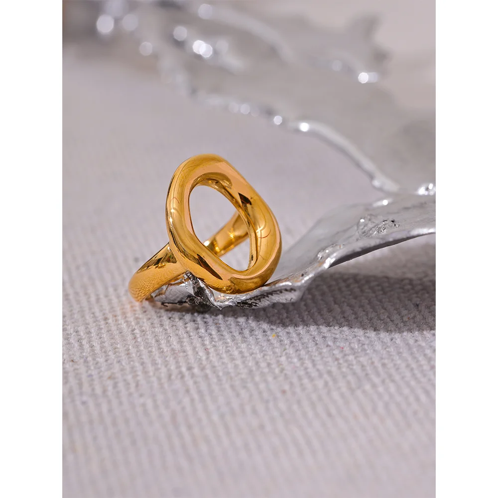 Yhpup Ring Geometric Hollow Minimalist