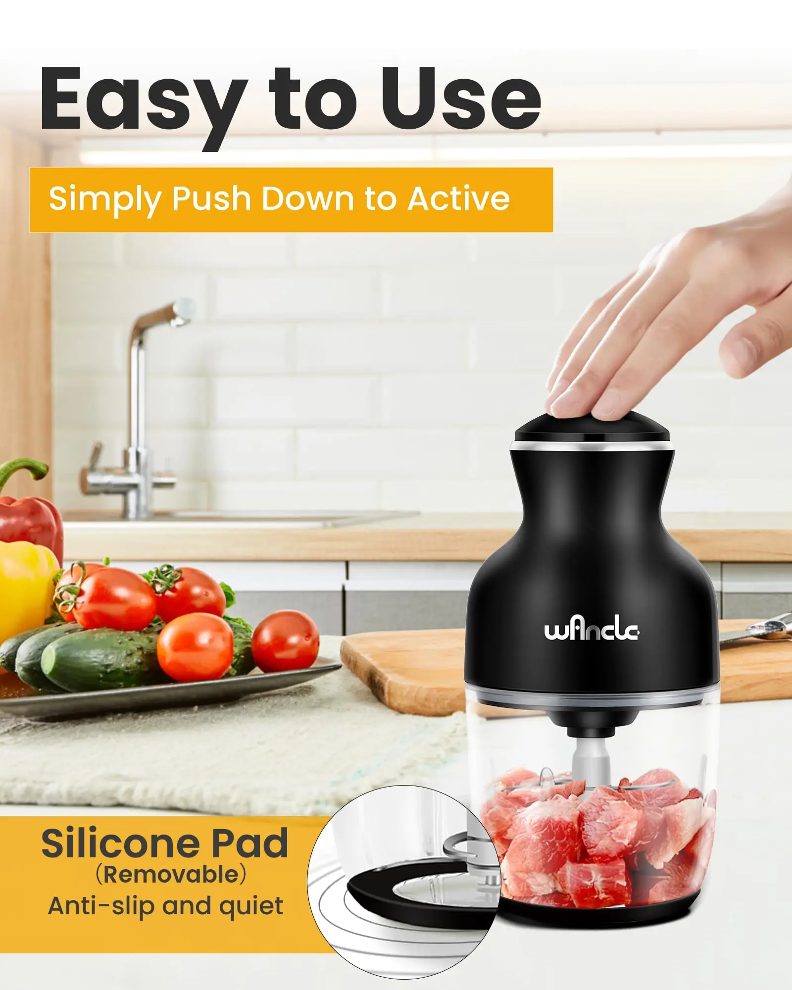 Wancle Electric Meat Grinder Kitchen Chopper Stainless Steel Blade Vegetable Garlic Crusher Household Food Processor Blender 2