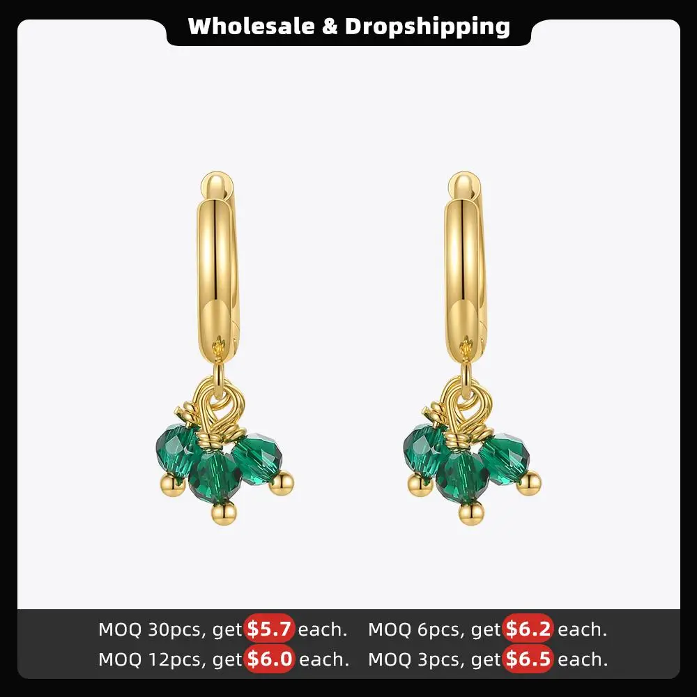 ENFASHION Green Stones Drop Earrings For Women Gold Color Fashion Jewelry Dangle Earring 2021 Boucle Oreille Femme Party E211268