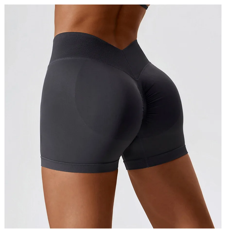 Short Sport Femme UoQo - Taille Haute, Fesses Froncées, Contrôle Ventre - Yoga, Fitness, Running