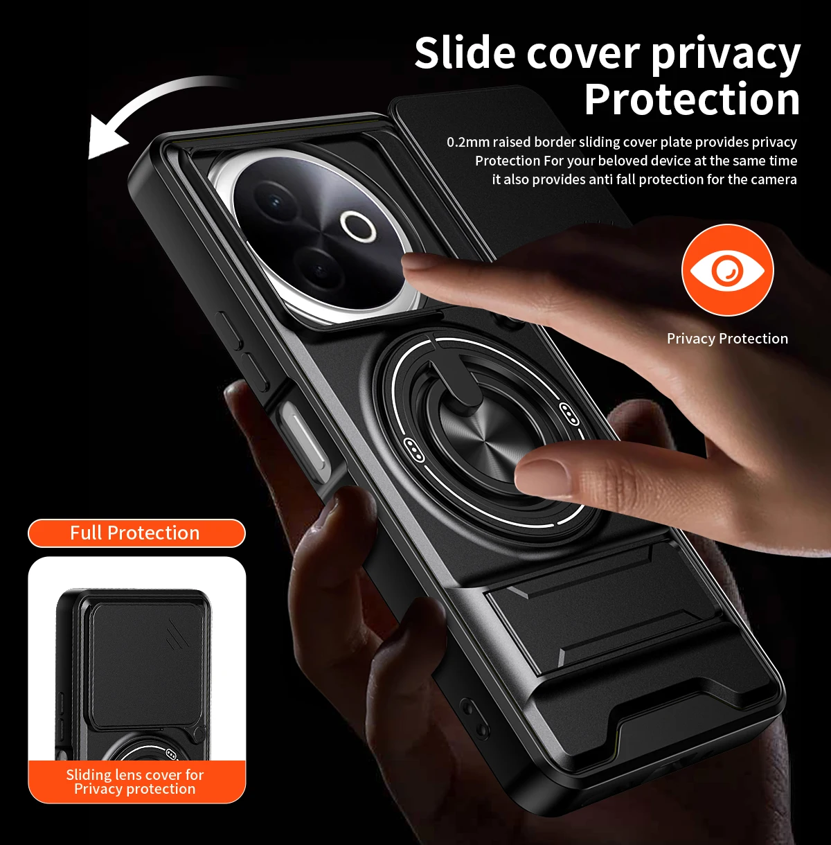 Armored Hard Shell Phone Case with 360° Rotating Magnetic Ring Holder