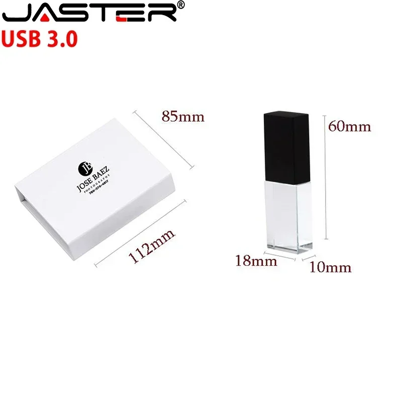 JASTER USB 3.0 Flash Drive New Crystal Free custom logo Pen drive 3D Laser Engraving 32GB 64GB Memory stick Creative gift U disk