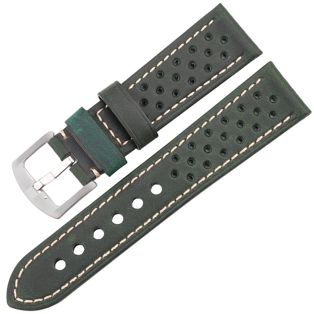 Premium Genuine Leather Unisex Watch Strap with Deployment Clasp – Available in Multiple Sizes & Colors