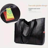 1pc Spacious PU Solid Color Shoulder Bag - Durable, Zipper Portable Double Handle Tote Bag with Large Capacity - Perfect Commute - Image 6