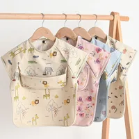 Fashion New Children Anti Dirt Smork Baby Sleeveless Waterproof PU Bib Toddler Reverse Dressing Bib Kids Meals Bag Feeding Apron 1