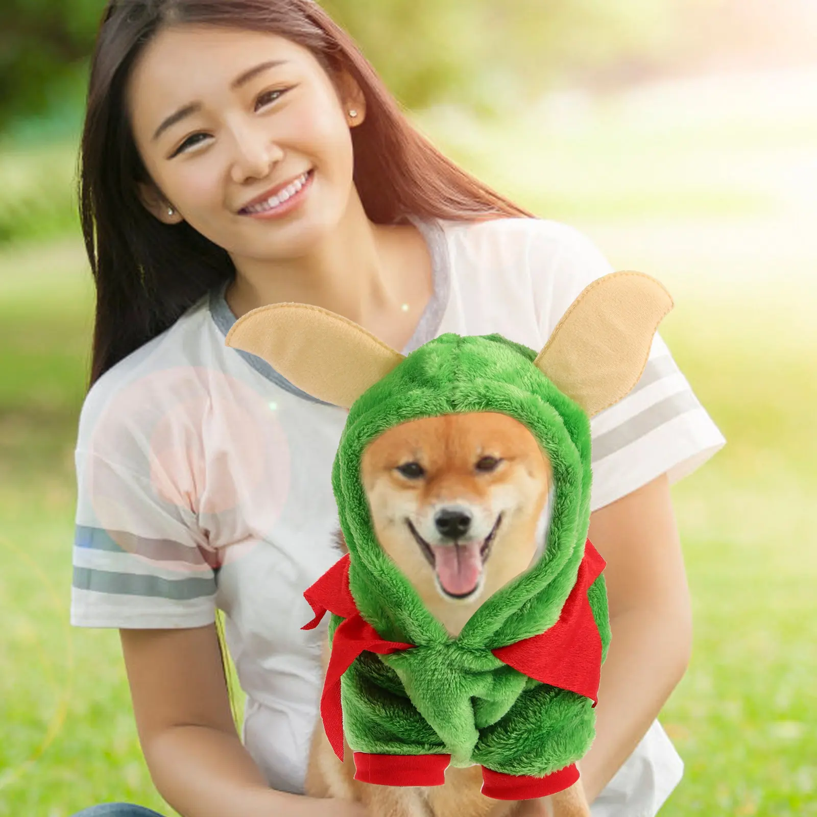 크리스마스 애완견 엘프 의상 부드럽고 피부 친화적인 크리스마스 파티 옷 아늑하고 편안한 강아지 옷 애완견 크리스마스 의상