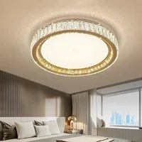 Plafonnier moderne de luxe en cristal, anneau lumineux doré, décoration intérieure pour chambre et salon, luminaire LED réglable 2