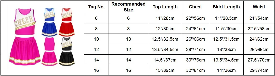 Description Picture 3 of itemGirls Kids Cheer Leader Uniform Cheerleading Outfit Performance Cheerleader Costume Children Dress Outfit Halloween Dancewear