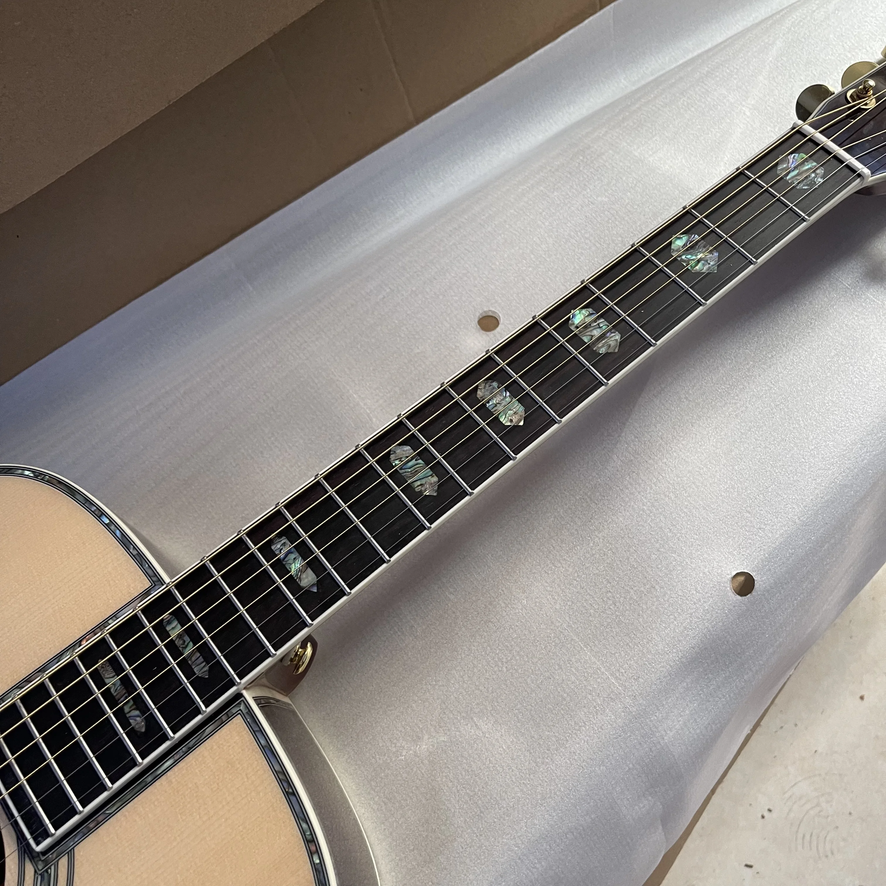 Acoustic Electric Guitar 41# D45 Model Real Abalone 301 Solid Spruce Natural