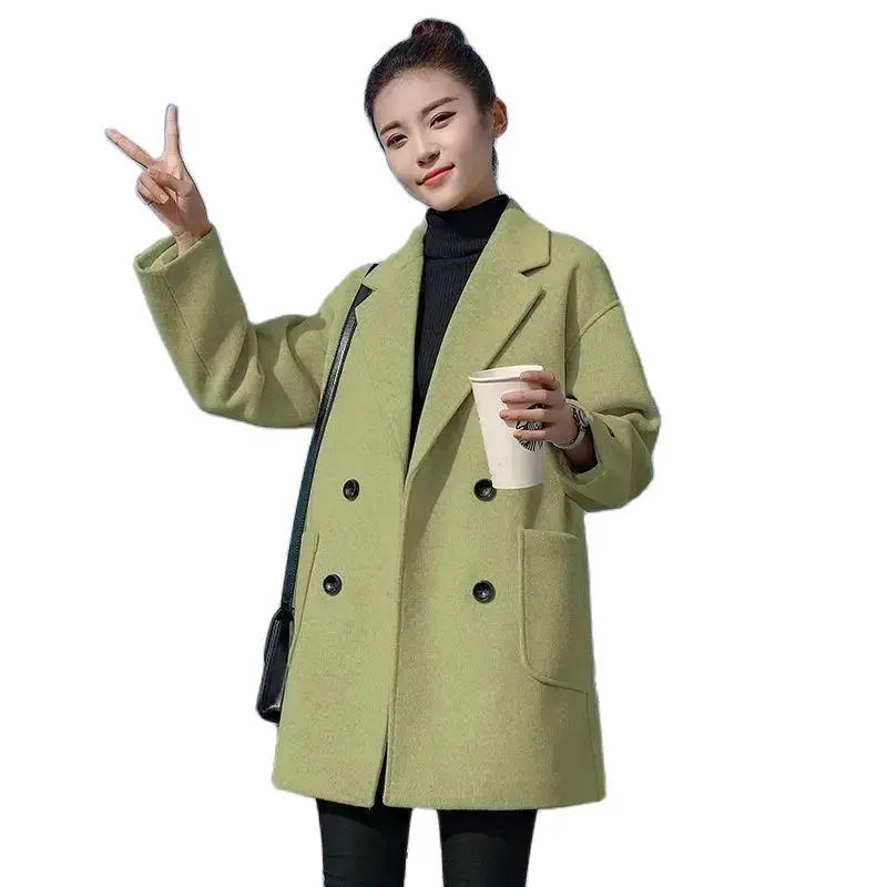 

Fashion Woolen Coat Women's Long Section 2024 Autumn And Winter New Korean Version Of Loose Hepburn Wind Cocoon Loose Woolen Coa