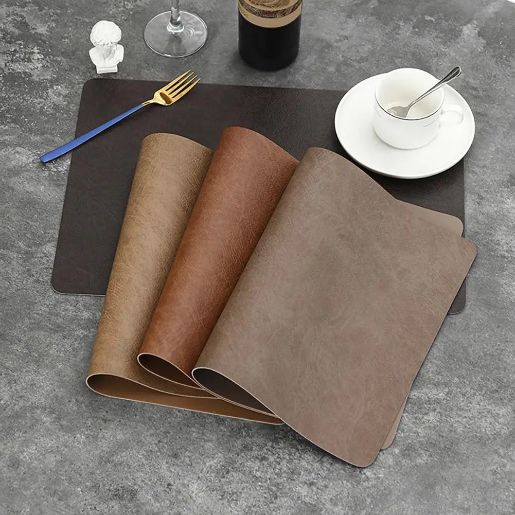

Scratch-resistant Placemat Elegant Faux Leather Placemat Set Heat-insulated Table Decor Easy to Clean Waterproof Pad for Plates