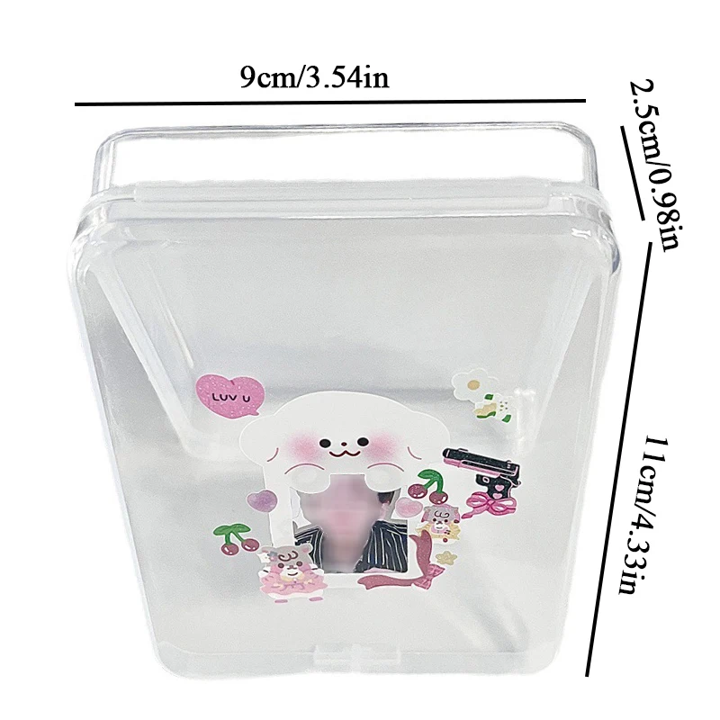 Plastic Transparent Storage Box With Lid Stickers Collection Desktop Container Case Photocard Holder Home Small Card Storage Box desktop storage box stationery storage box storage drawer boxes