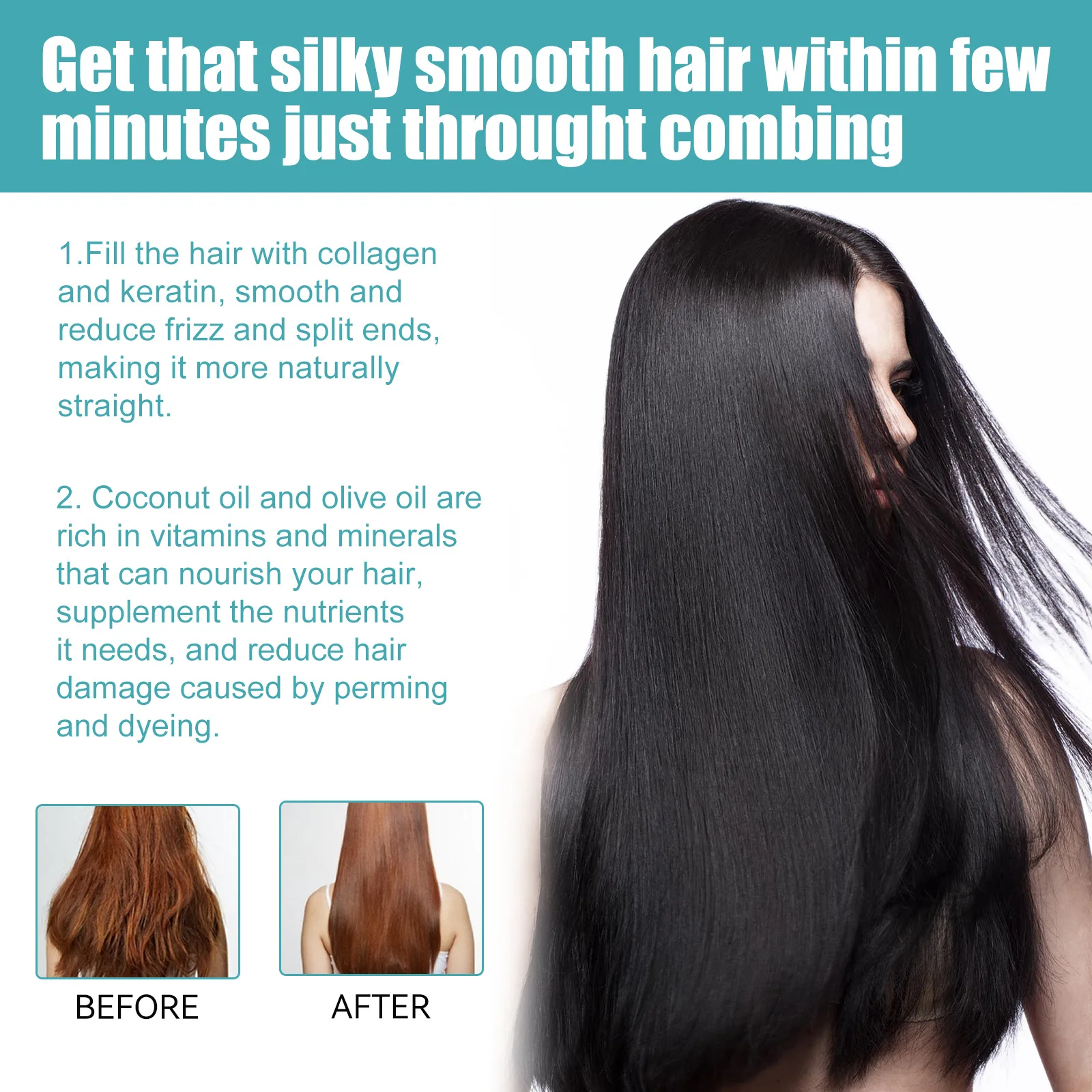 Hair Straightening Cream Repair Damaged Frizz Soften Smoothing Split Ends Professional Hair Treatment Protein Correcting Cream