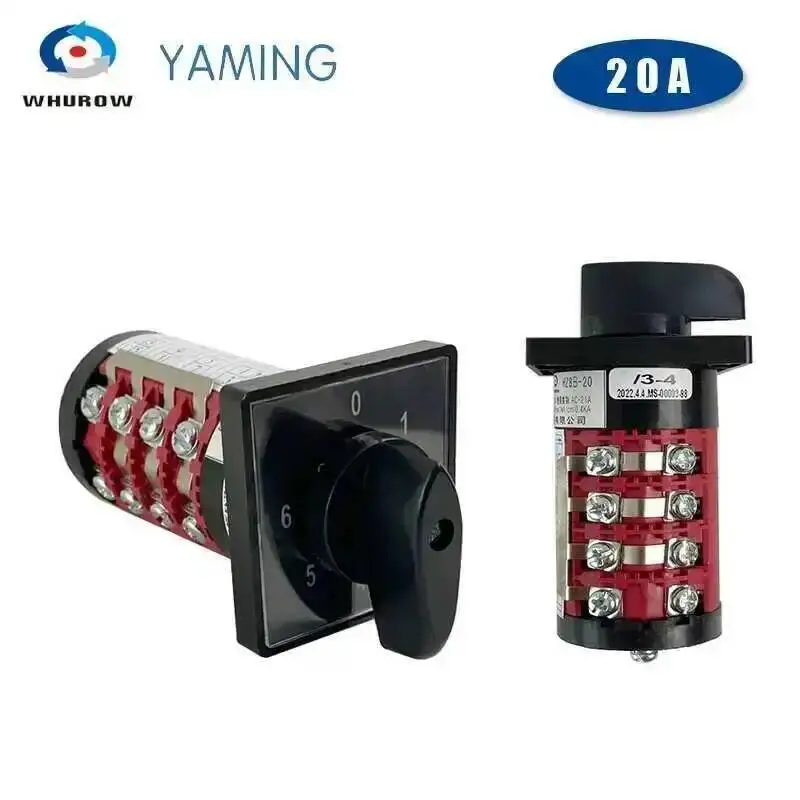 HZ8B-20/3/4 interrupteur de commande électrique 4 niveaux 20A 0-6 Positions commutateur universel à came rotative interrupteur HZ5B-20/4