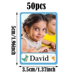 Custom Waterproof Name Stickers - 5cm (Blue2 - 50pcs)