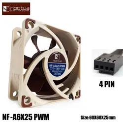 Noctua NF-A6X25 60x60x25mm 12V/5V 3pin/4pin PWM Intelligent Temperature Control SSO Magnetically Stable Bearing 6CM Fan