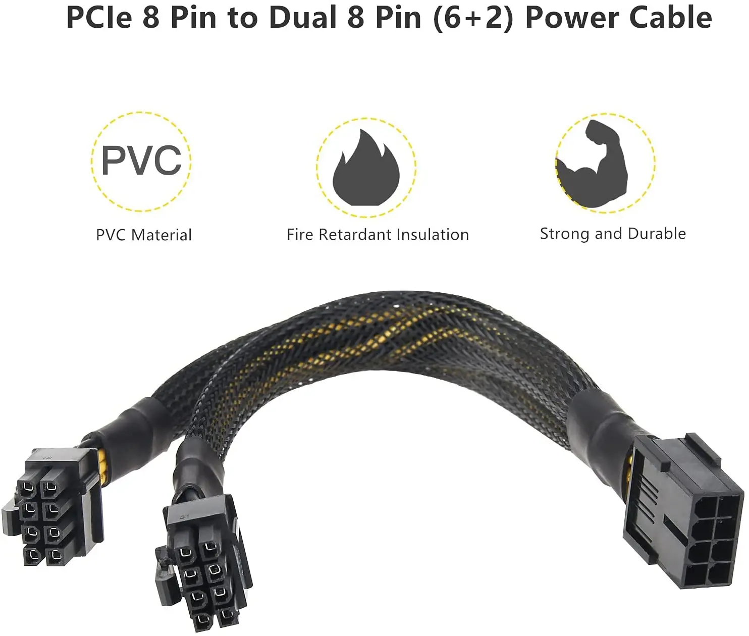 8Pin zu Dual 6 + 2 Pin 8 Pin 20 cm Grafikkarte Stromkabel PCI-E PCIE GPU BTC ETH Mining Miner Verlängerung Splitter Kabel 2/6/10 stücke – Detail 7